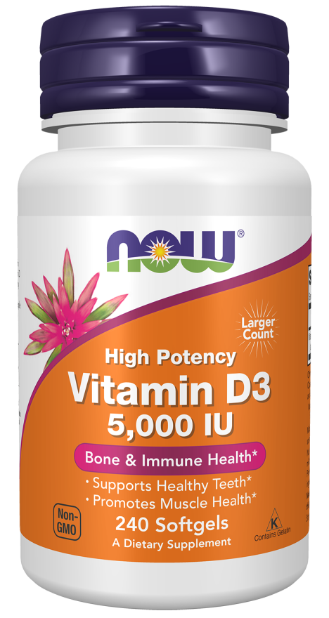 NOW VITAMIN D3 5000 IU 240 SOFTGELS