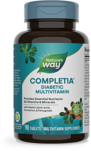 NATURE'S WAY COMPLETIA DIABETIC IRON FREE MULTI 90 TABLETS