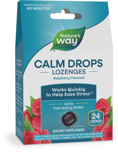 NATURE'S WAY CALM DROPS LOZENGES RASPBERRY 24 CT