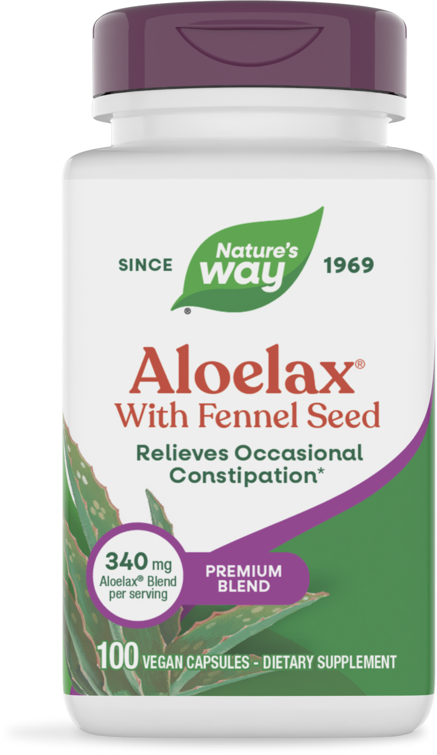 NATURE'S WAY ALOELAX W/ FENNEL 340 MG 100 VEG CAPSULES