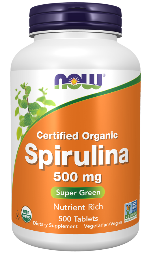 NOW CERTIFIED ORGANIC SPIRULINA 500 MG 500 TABLETS