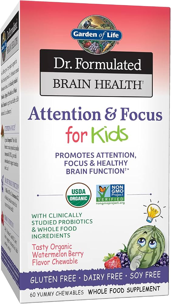 GARDEN OF LIFE DR. FORMULATED BRAIN ATTENTION/FOCUS KIDS 60 CHEW DISCONTINUED 5/2026