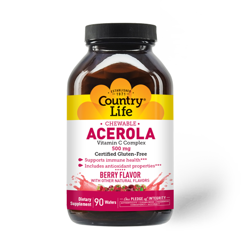 COUNTRY LIFE ACEROLA +C 500MG 90 WAFERS