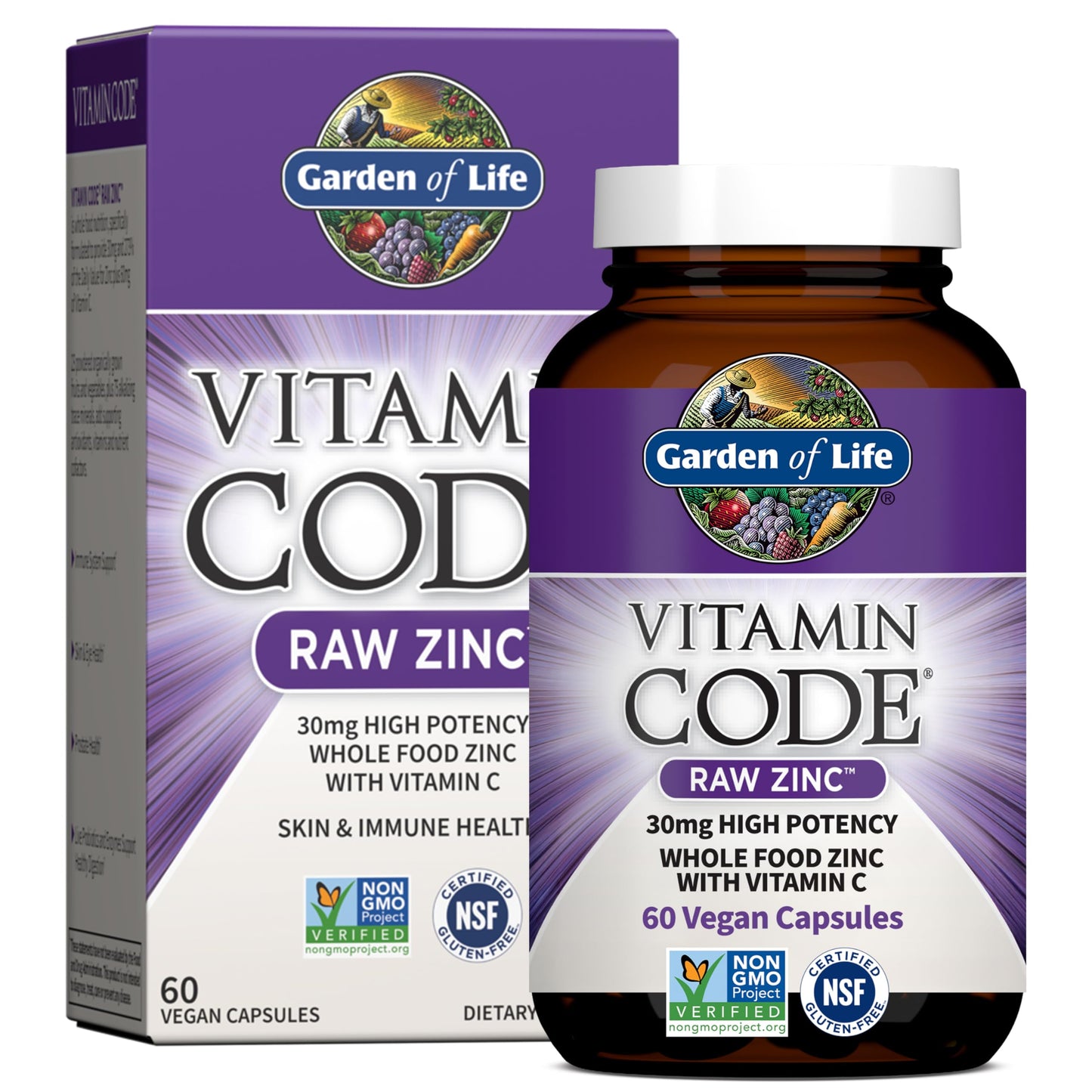 GARDEN OF LIFE VITAMIN CODE RAW ZINC 60 VEG CAPSULES