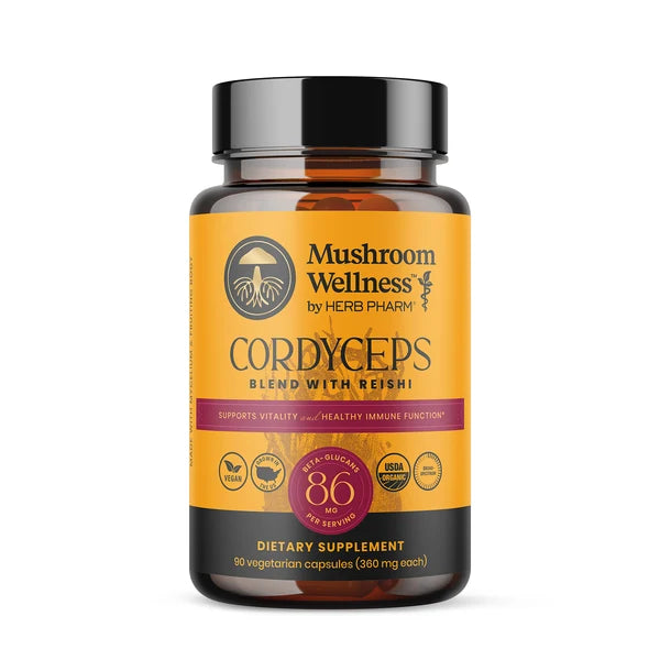 HERBPHARM MUSHROOM WELLNESS CORDYCEPS 90 VEG CAPSULES