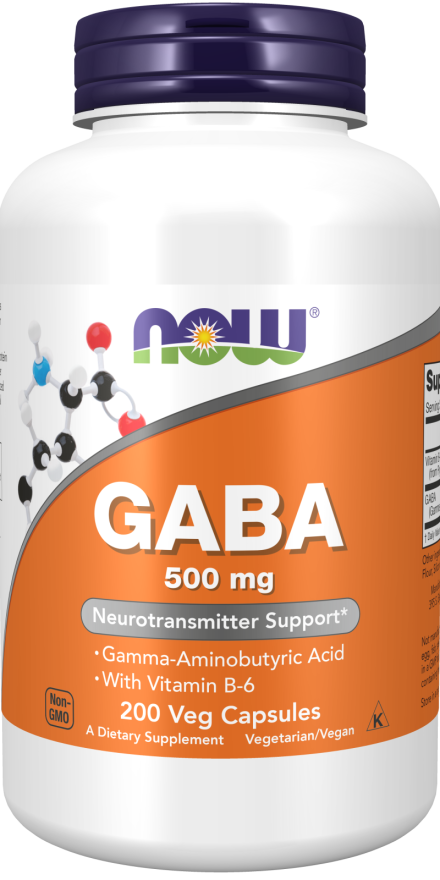 NOW GABA 500MG 200 VEG CAPSULES