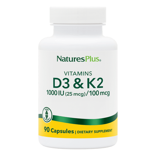 NaturesPlus Vitamin D3 1000 IU/Vitamin K2 100 mcg Capsules