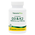 NaturesPlus Vitamin D3 1000 IU/Vitamin K2 100 mcg Capsules