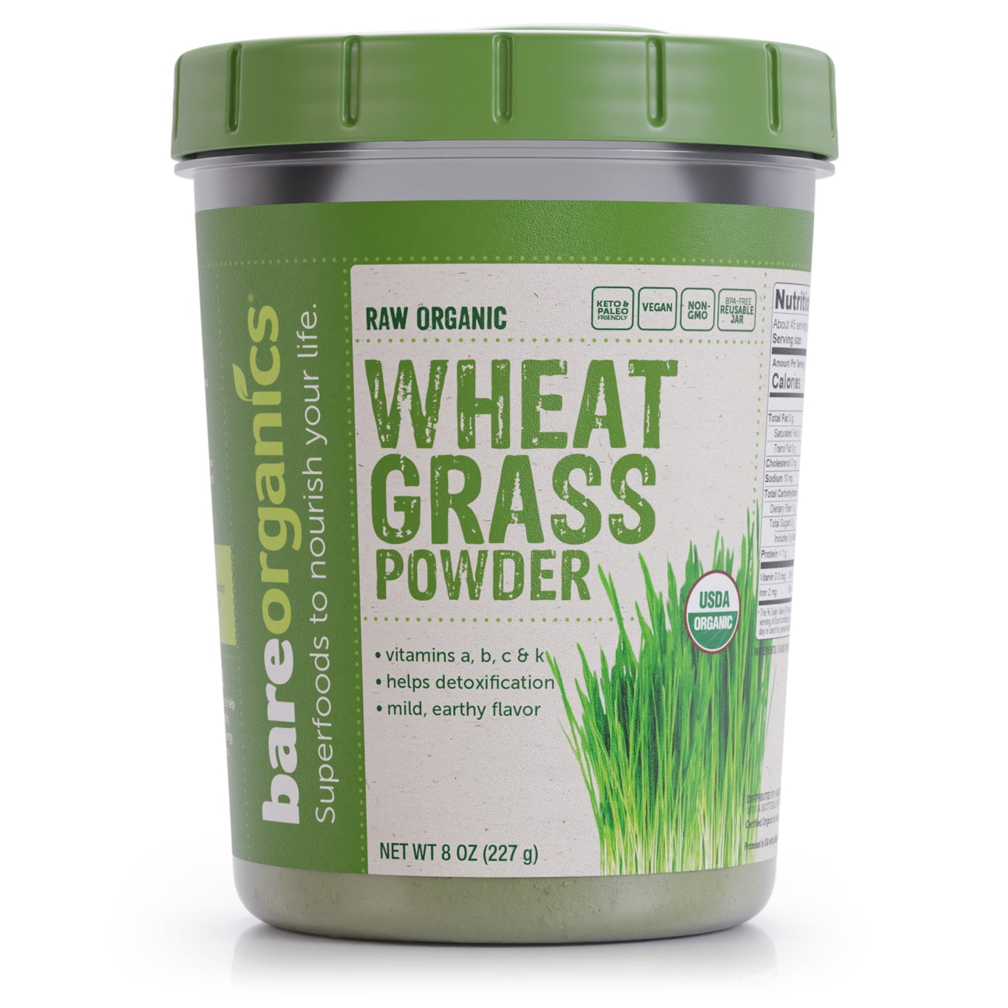 BARE ORGANICS WHEAT GRASS RAW ORGANIC 8OZ