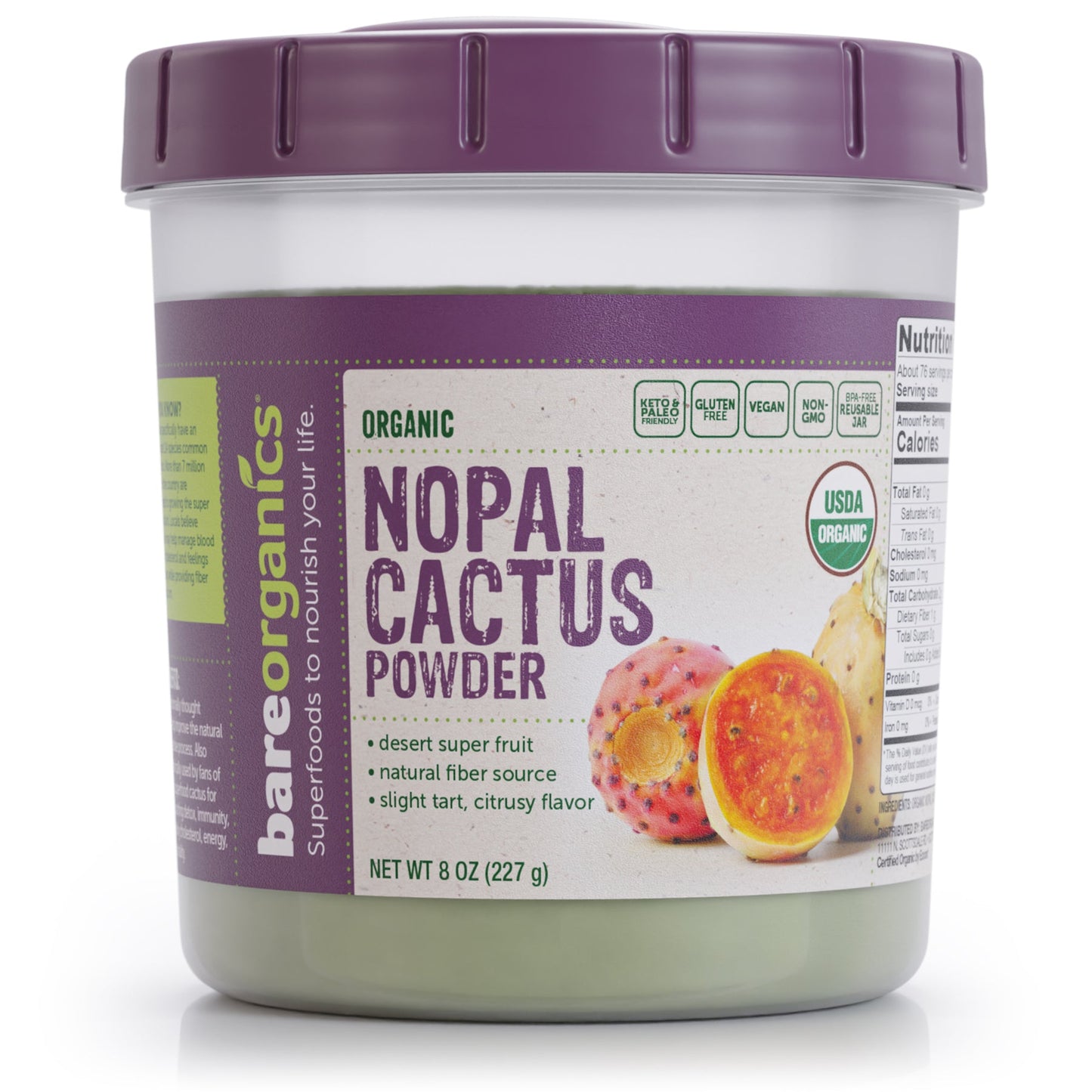 BARE ORGANICS NOPAL CACTUS POWDER 8 OZ