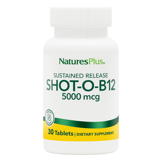 NaturesPlus Shot-O-B12¨ 5000 mcg Sustained Release Tablets