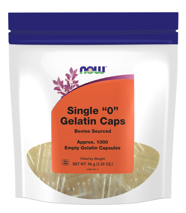 NOW SINGLE "0" GELATIN CAPS BOVINE SOURCED 1000 EMPTY CAPS .96