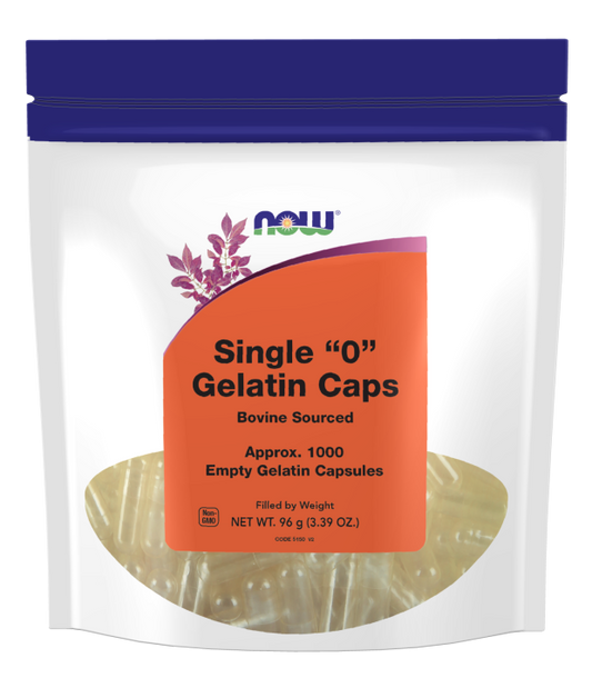 NOW SINGLE "0" GELATIN CAPS BOVINE SOURCED 1000 EMPTY CAPS .96