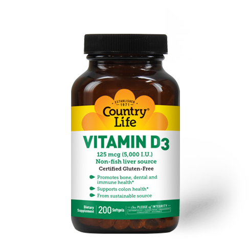 COUNTRY LIFE VITAMIN D3 5000IU 200 SOFTGELS