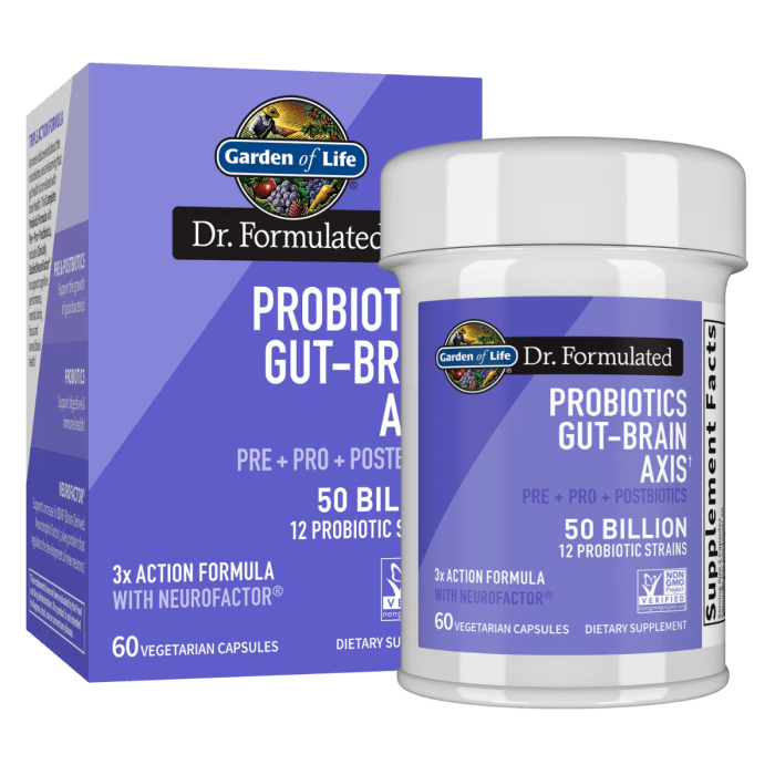 GARDEN OF LIFE DR. FORMULATED PROBIOTIC GUT BRAIN AXIX 60 CT