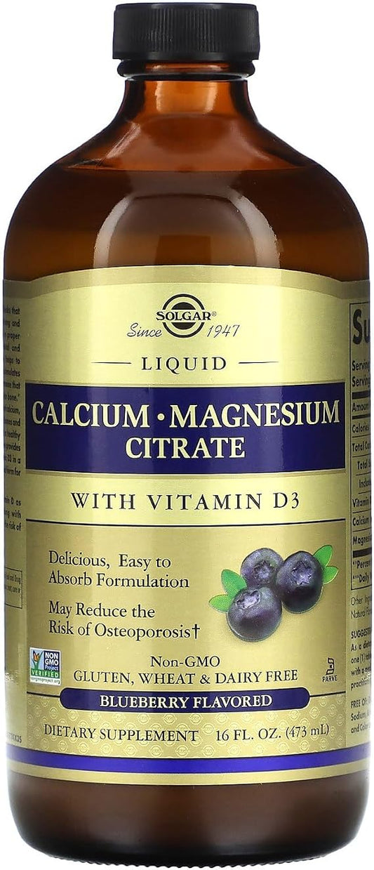 Solgar Calcium Magnesium Citrate W/Vitamin D3 Blueberry 16 Oz