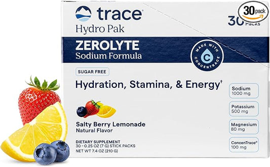 Trace Minerals Hydro Pak Zerolyte Sugar Free Salty Berry 30pk