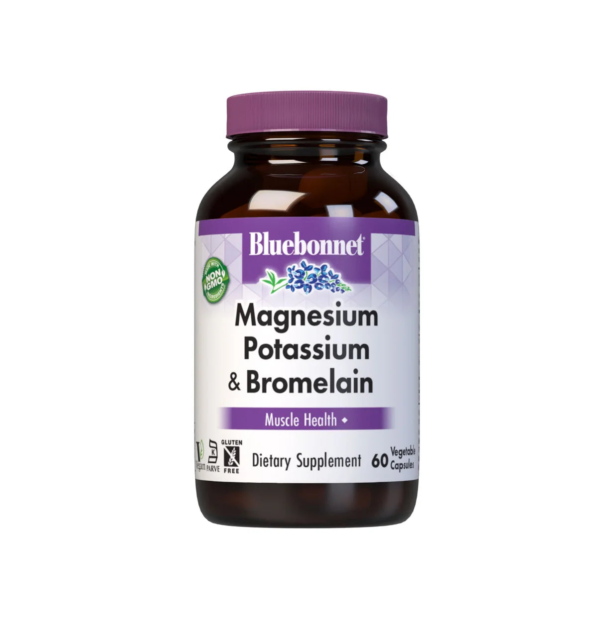 BLUEBONNET MAGNESIUM POTASSIUM + BROMELAIN 60 VEG CAPSULES