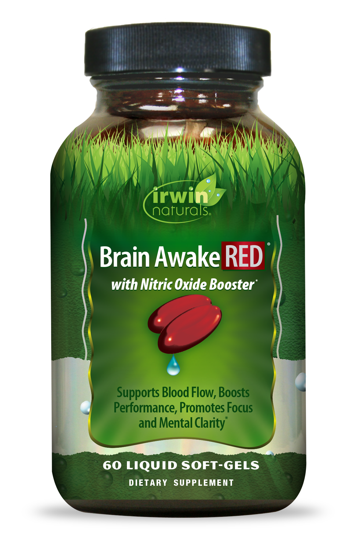 IRWIN NATURALS BRAIN AWAKE RED WITH NITRIC OXIDE BOOSTER 60 SOFTGELS