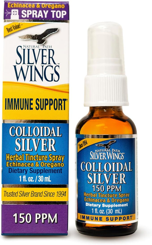 Natural Path Silver Wings Colloidal Silver Immune Support Spray Top 150PPM