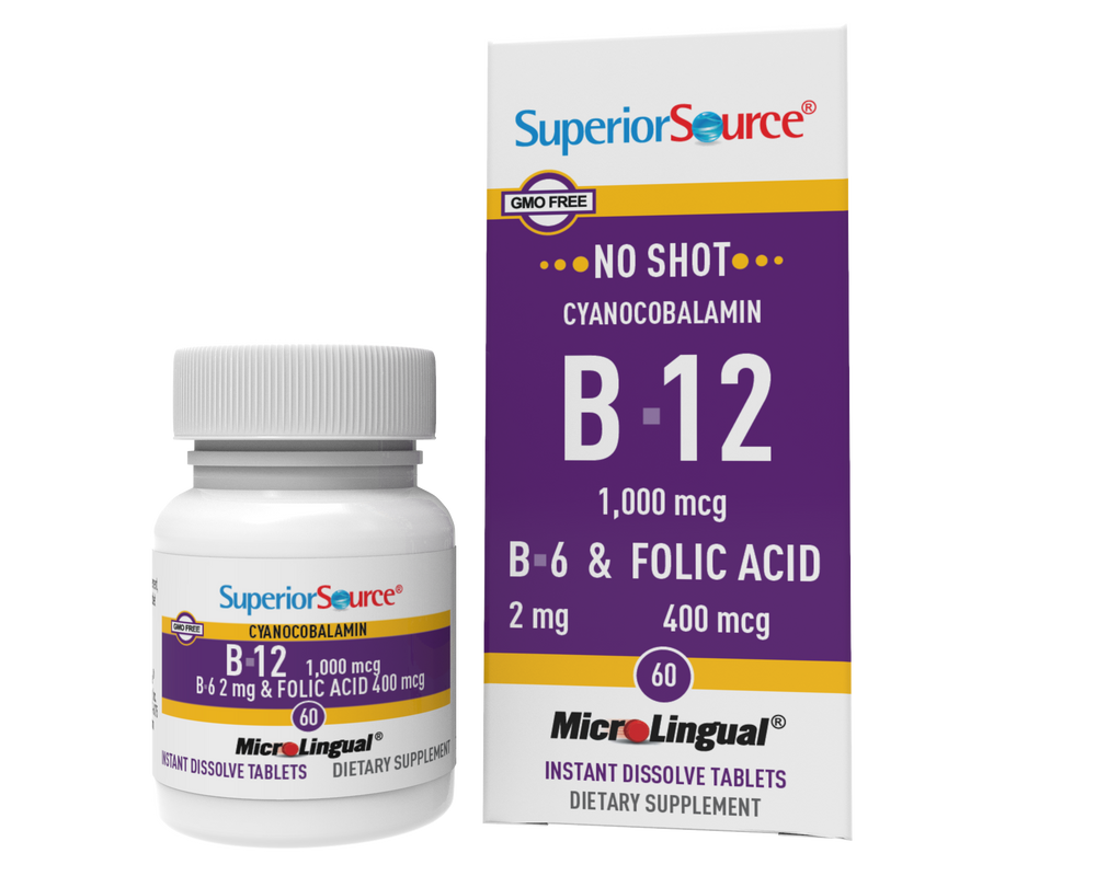 SUPERIOR SOURCE NO SHOT B12/B6/FOLIC 60CT