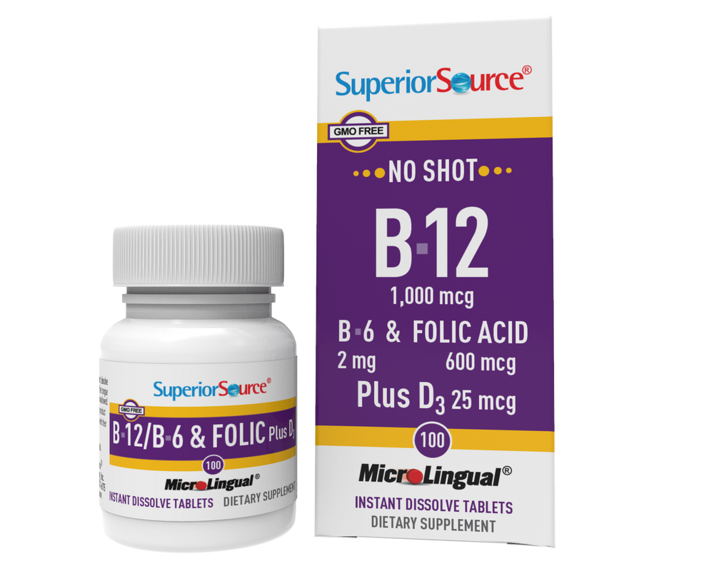 SUPERIOR SOURCE NO SHOT B12/B6/FOLIC 100CT