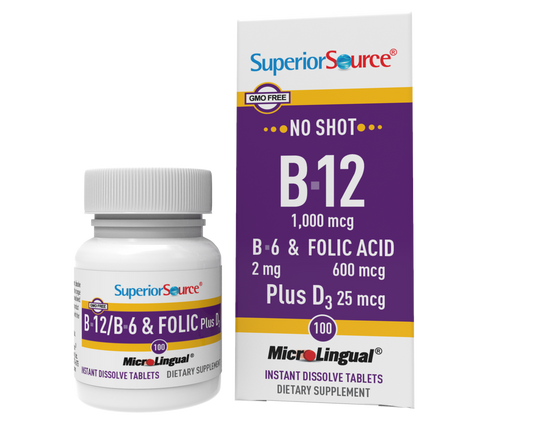 SUPERIOR SOURCE NO SHOT B12/B6/FOLIC 100CT