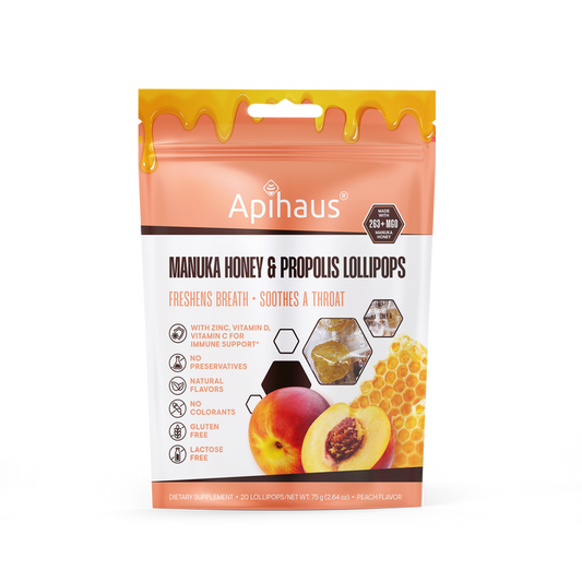 Apihaus Manuka Honey Propolis Lollipops Peach