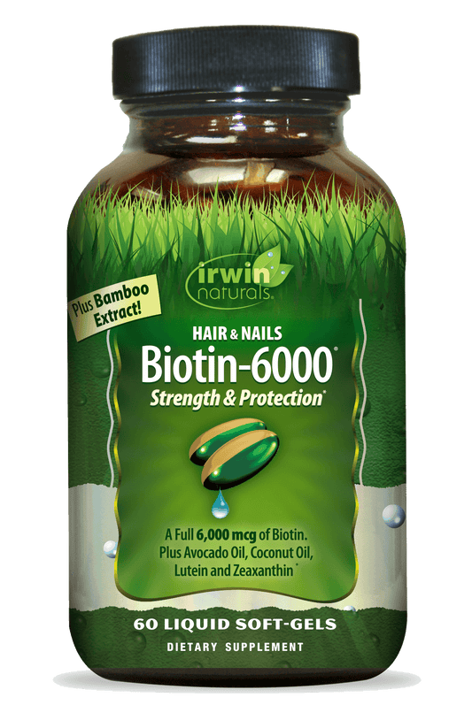 IRWIN NATURALS HAIR AND NAILS BIOTIN-6000 60 SOFTGELS