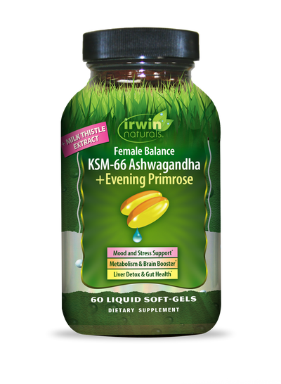 IRWIN NATURALS FEMALE BALANCE KSM-66 ASHWAGANDA+EVENING PRIMROSE 60 CAPSULES