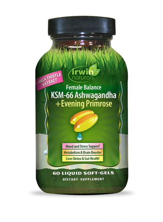 IRWIN NATURALS FEMALE BALANCE KSM-66 ASHWAGANDA+EVENING PRIMROSE 60 CAPSULES