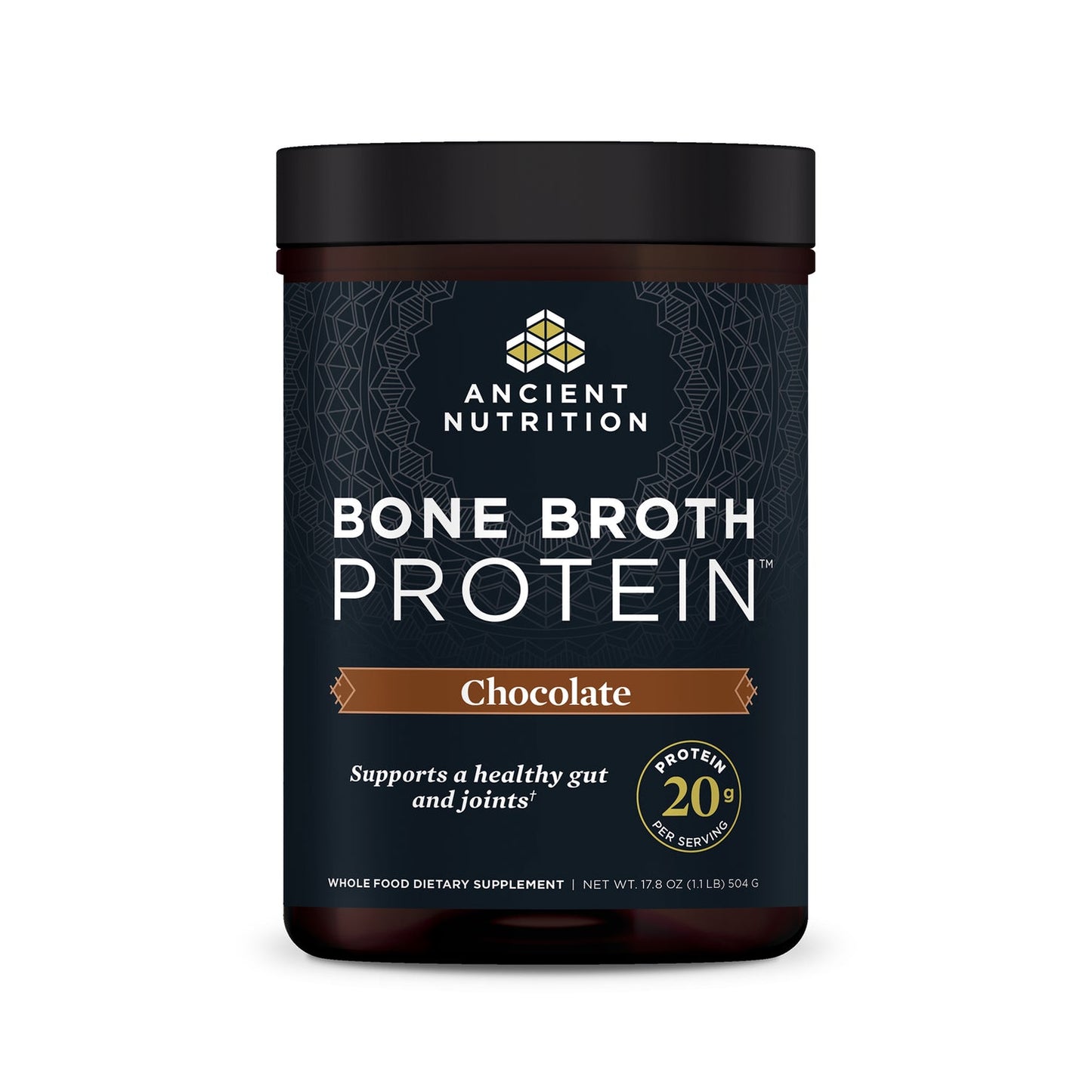 ANCIENT NUTRITION BONE BROTH PROTEIN CHOCOLATE 20 SERVINGS 17.8 OZ