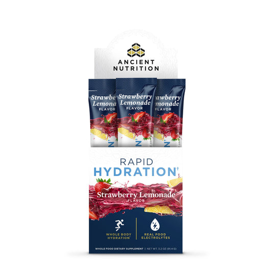 ANCIENT NUTRITION RAPID HYDRATION STRAWBERRY LEMONADE 15 STICKS