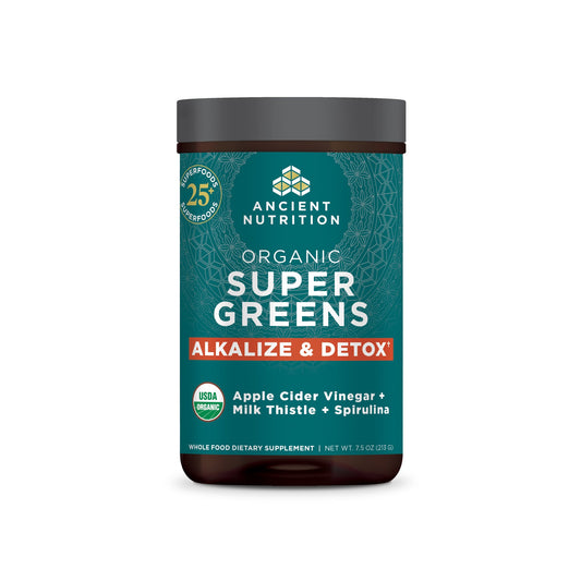 ANCIENT NUTRITION ORGANIC SUPER GREENS ALKALIZE & DETOX 7.5OZ