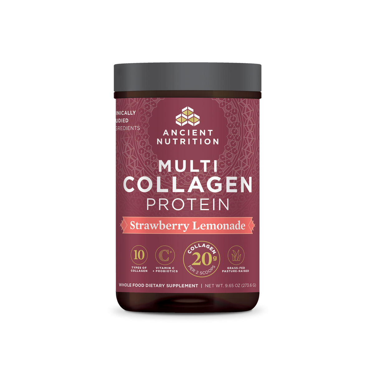 ANCIENT NUTRITION MULTI COLLAGEN PROTEIN STRAWBERRY LEMONADE 45 SERVINGS 18.1 OZ