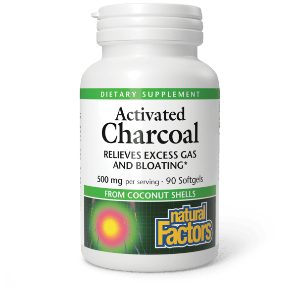 NATURAL FACTORS ACTIVATED CHARCOAL 500MG 90 SOFTGELS