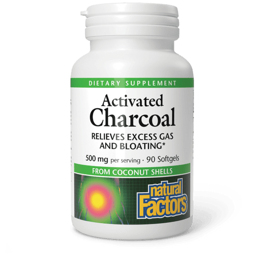 NATURAL FACTORS ACTIVATED CHARCOAL 500MG 90 SOFTGELS