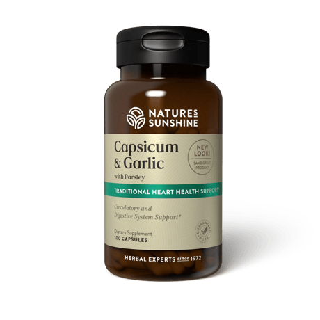 NATURES SUNSHINE CAPSICUM & GARLIC 100 CAPSULES