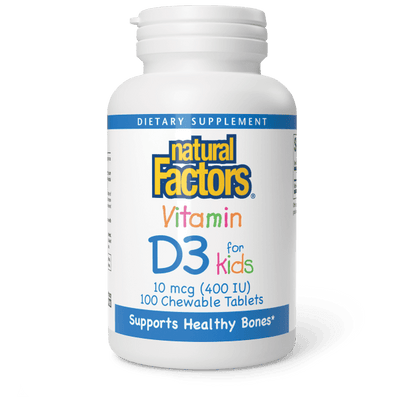 NATURAL FACTORS VITAMIN D3 KIDS 400IU 100CHEW TABLETS