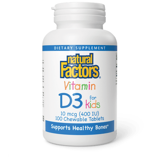 NATURAL FACTORS VITAMIN D3 KIDS 400IU 100CHEW TABLETS