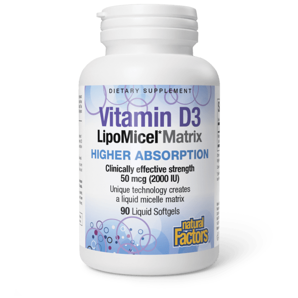 NATURAL FACTORS LIPOMICEL VITAMIN D3 2000UI 90 SOFTGELS