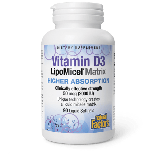 NATURAL FACTORS LIPOMICEL VITAMIN D3 2000UI 90 SOFTGELS